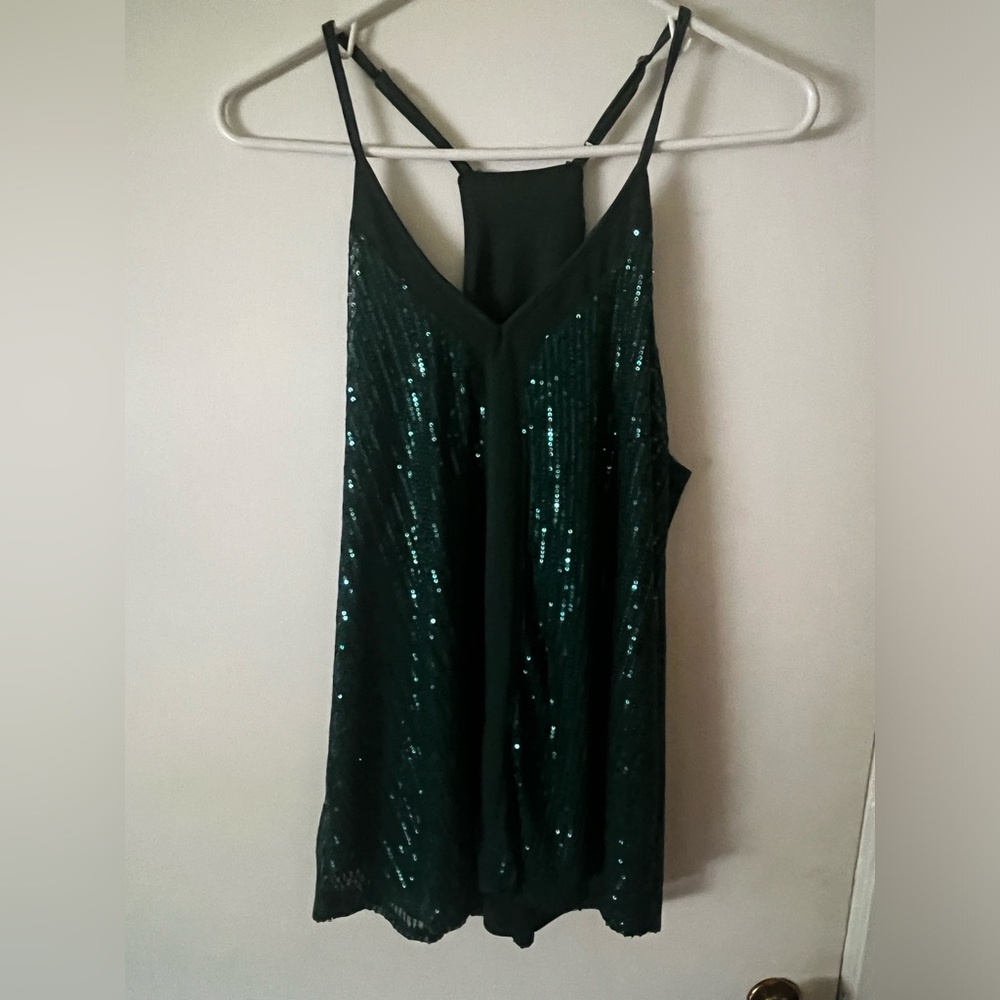 Green Sequined Loose Tank